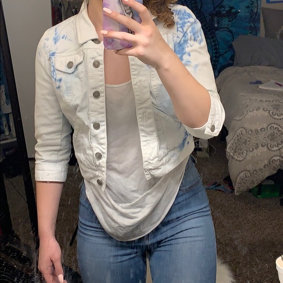 Mother Teresa custom blue stained jean jacket - Picture 5 of 8